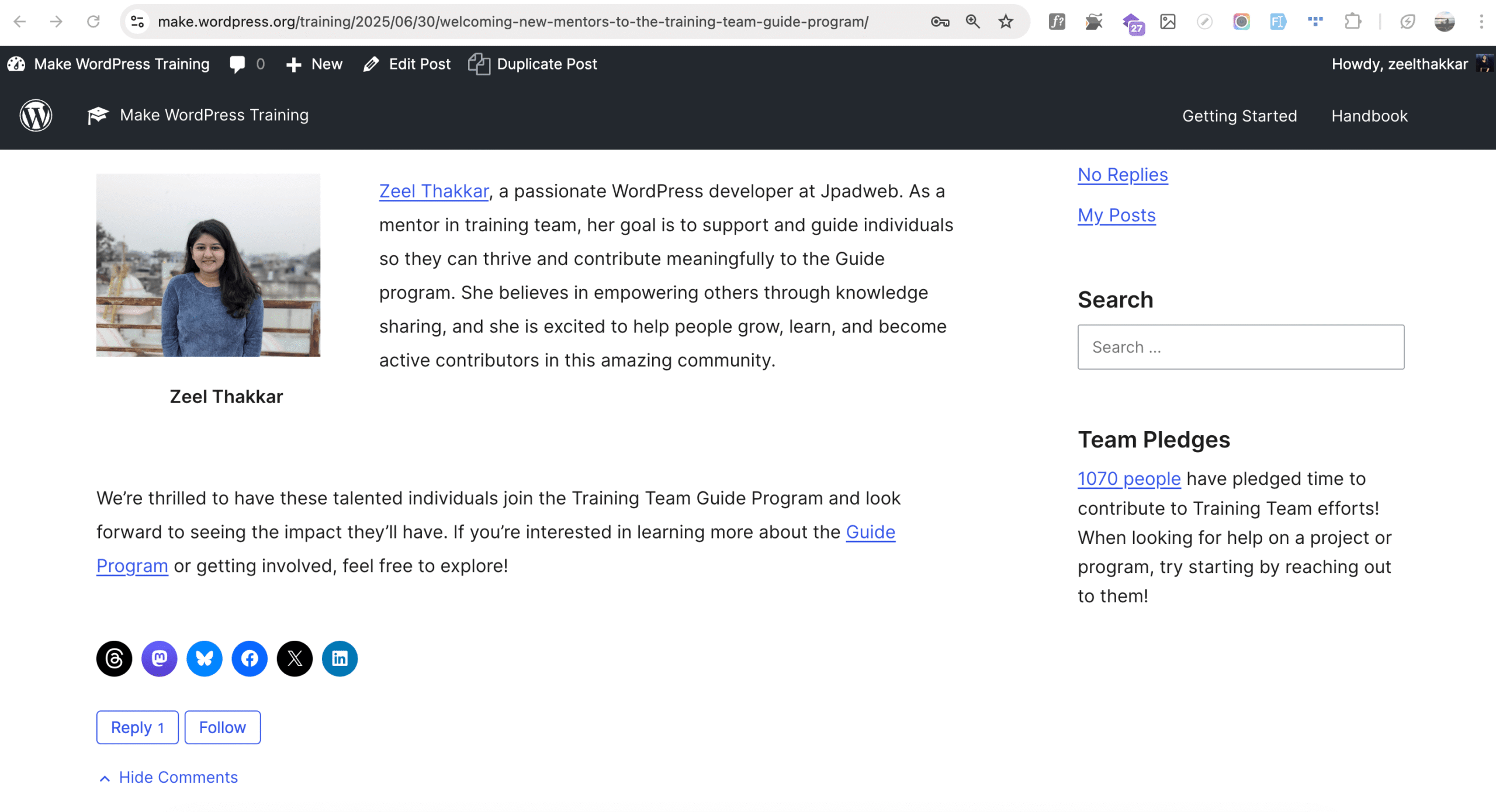 From Mentee to Mentor: A Proud Journey with the Training Team Guide Program